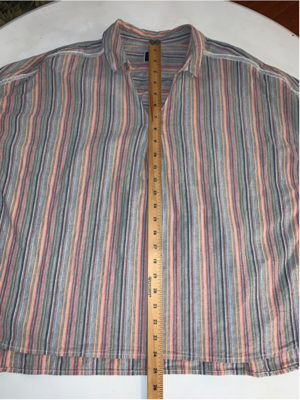 Women's Denver Hayes Striped Button Down Shirt XL Grey Pink - Picture 8 of 9